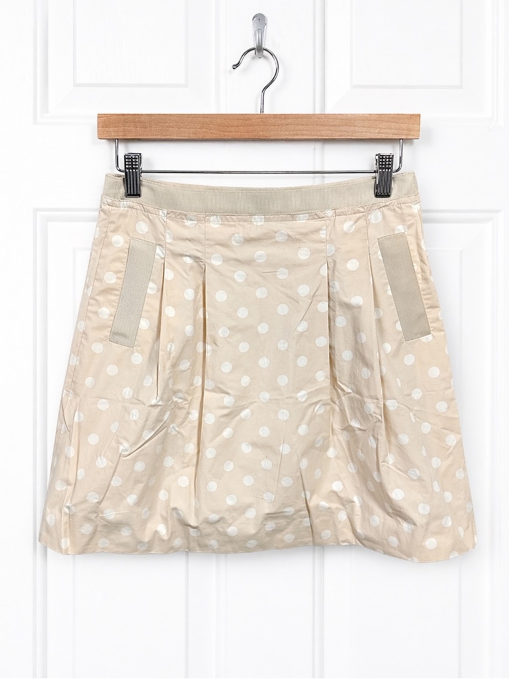 Beige‎ Polka Dot A-Line Skirt - Unbranded